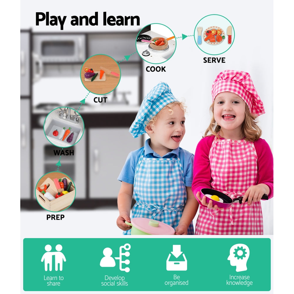 Pretend Play: Keezi Kids Kitchen Play Set Wooden Pretend Toys Cooking Children Stove Fridge