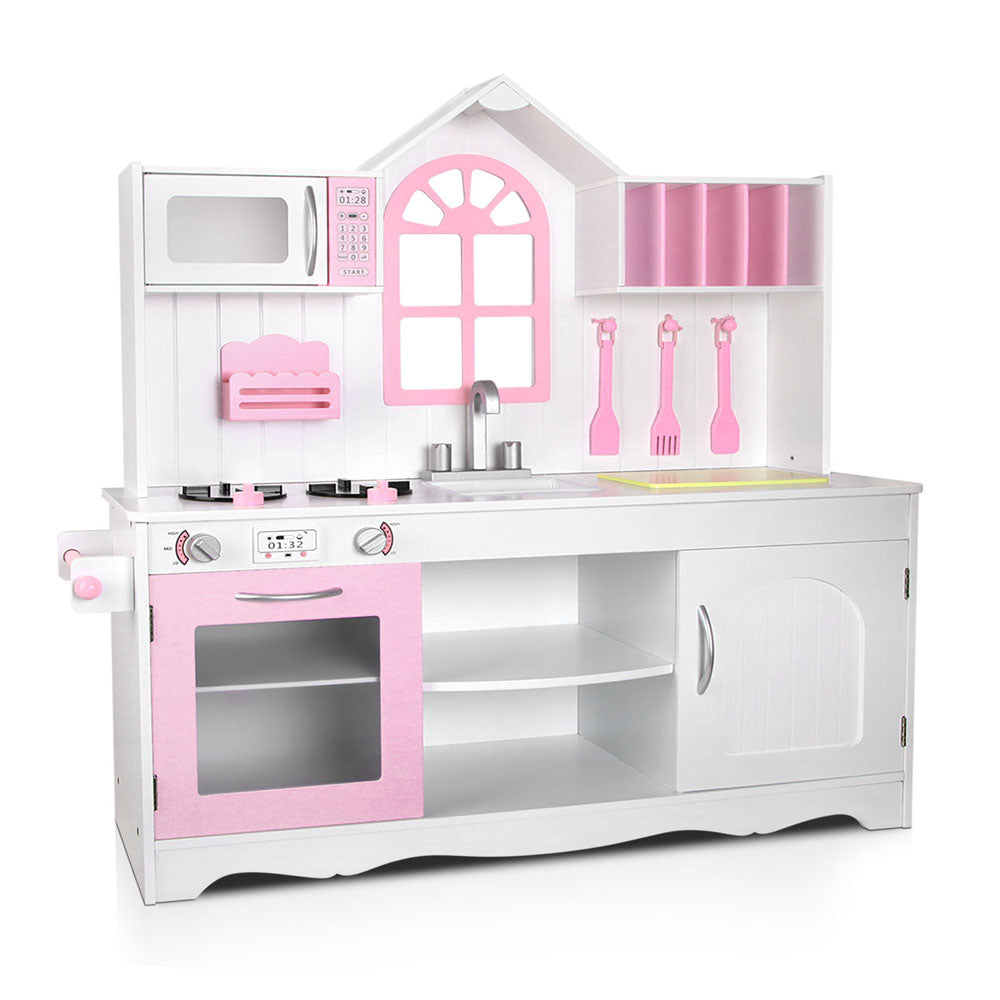 Pretend Play: Keezi Kids Kitchen Play Set Wooden Pretend Toys Cooking Children Storage Cabinet