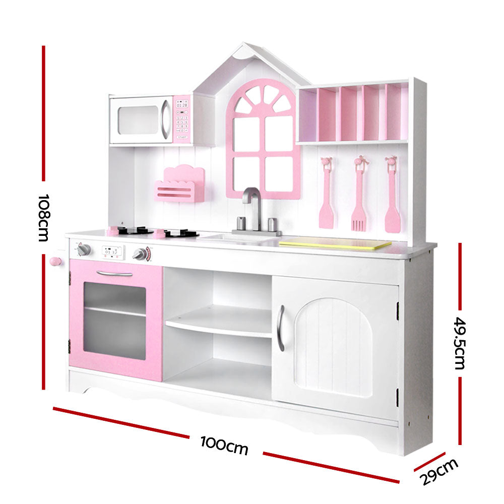 Pretend Play: Keezi Kids Kitchen Play Set Wooden Pretend Toys Cooking Children Storage Cabinet