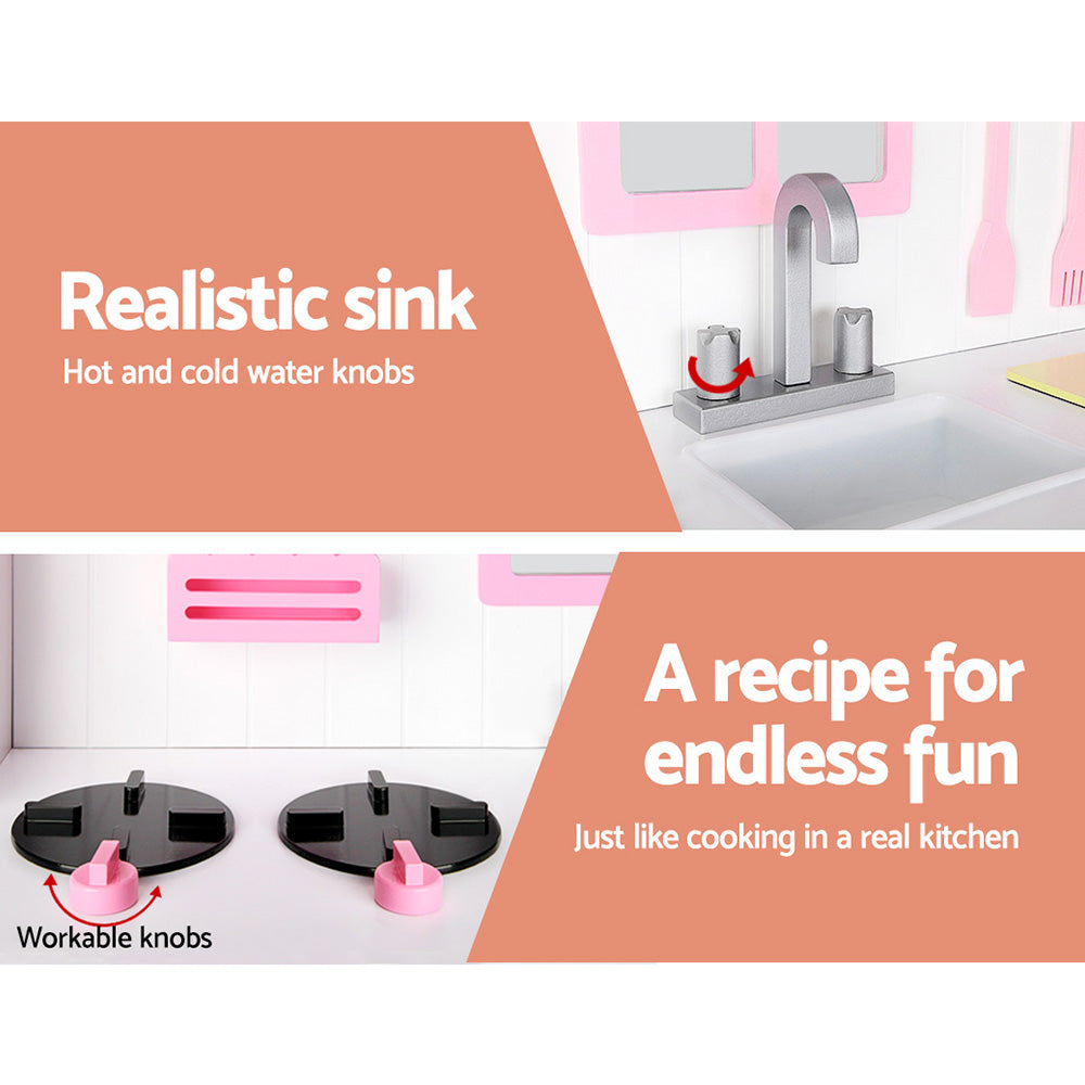 Pretend Play: Keezi Kids Kitchen Play Set Wooden Pretend Toys Cooking Children Storage Cabinet