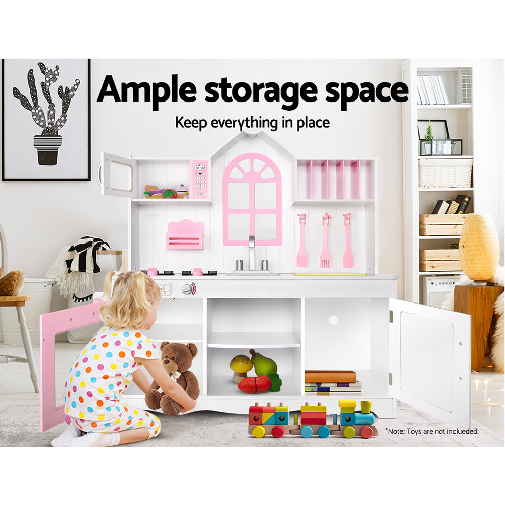 Pretend Play: Keezi Kids Kitchen Play Set Wooden Pretend Toys Cooking Children Storage Cabinet
