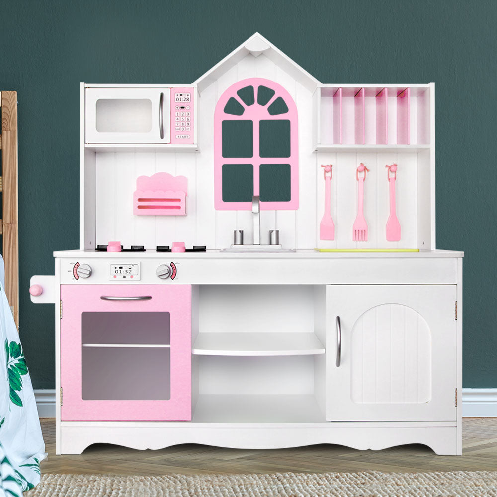 Pretend Play: Keezi Kids Kitchen Play Set Wooden Pretend Toys Cooking Children Storage Cabinet