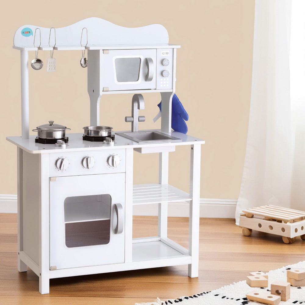 Pretend Play: Keezi Kids Kitchen Play Set Wooden Pretend Toys Cooking Children Cookware Food
