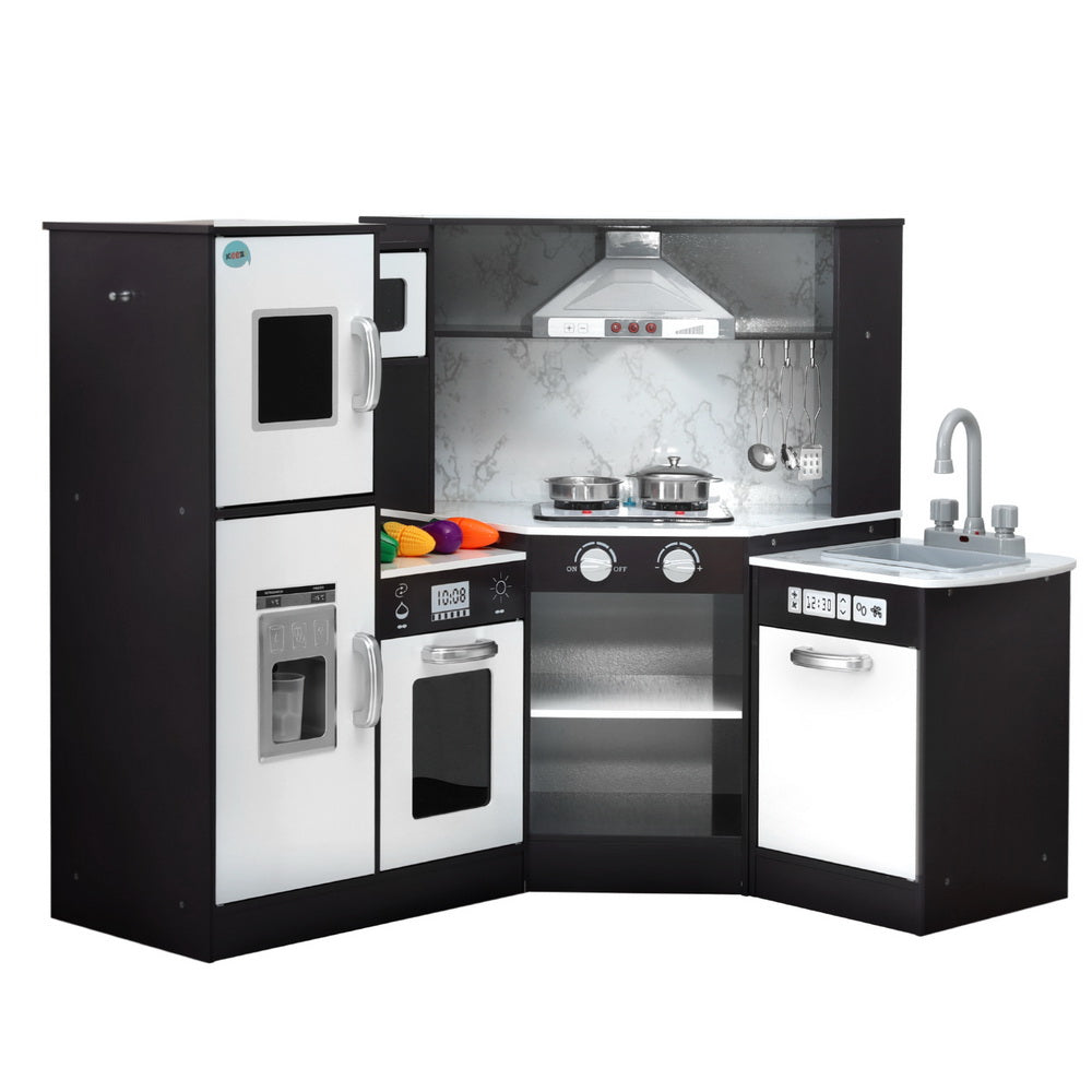 Pretend Play: Keezi Kids Kitchen Play Set Wooden Pretend Cooking Playset w/Sounds Lights Black