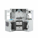 Keezi 112cm Wooden Pretend Kitchen Playset Kids Toy Sink Stove Grey