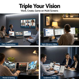 Computer Monitors & Accessories: Devanti Triple Portable Monitor Laptop Screen Extender 15.6" Dual Display FHD IPS