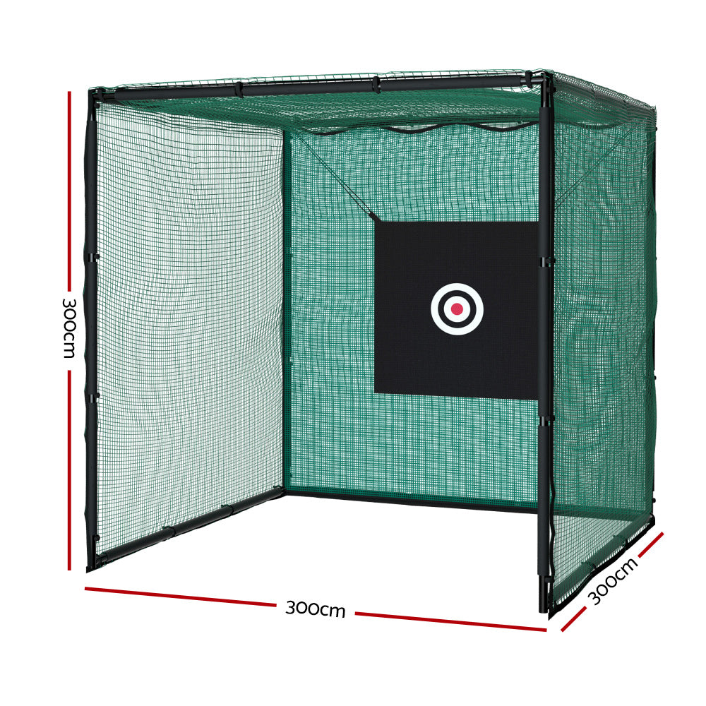 Golf Training Aids: Everfit 3m Golf Practice Net Hitting Cage with Steel Frame Baseball Training