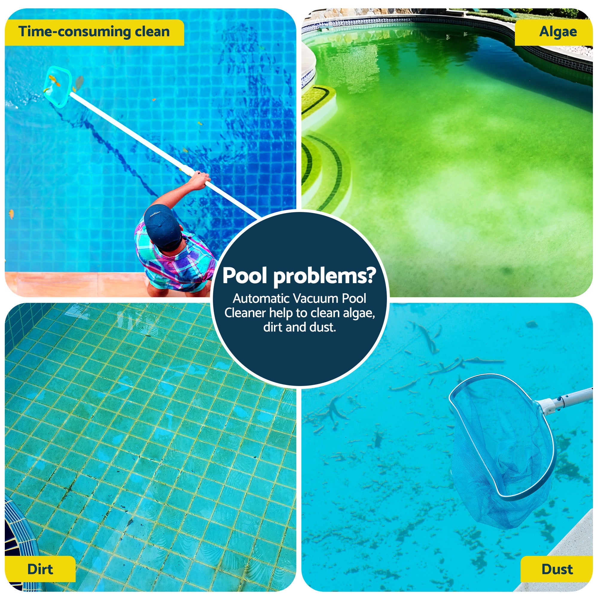 Pool Sweeps & Vacuums: Aqua Buddy Vacuum Pool Cleaner Automatic Swimming Pool Floor Climb Wall Grey