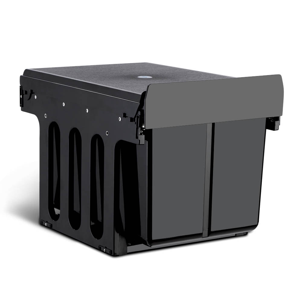 Pull Out Bins: Cefito Pull Out Bin Kitchen Double Basket 2X15L Black