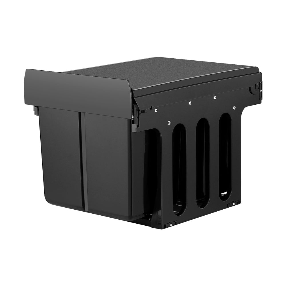 Pull Out Bins: Cefito Pull Out Bin Kitchen Triple Slide Garbage Rubbish Bins Basket Blcak 31L