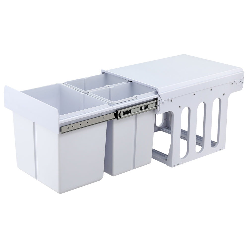 Pull Out Bins: Cefito Pull Out Bin Kitchen Triple Slide Garbage Rubbish Bins Basket White 31L