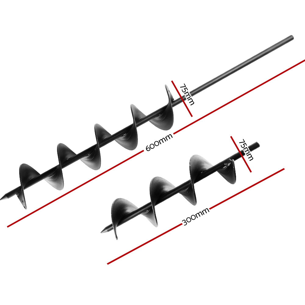 Outdoor Power Equipment: Giantz Power Garden Spiral Auger Hole Digger Earth Drill Bit Φ75x300 & 600mm