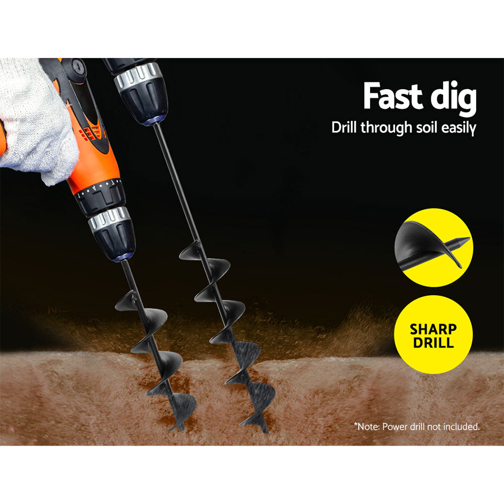 Outdoor Power Equipment: Giantz Power Garden Spiral Auger Hole Digger Earth Drill Bit Φ75x300 & 600mm