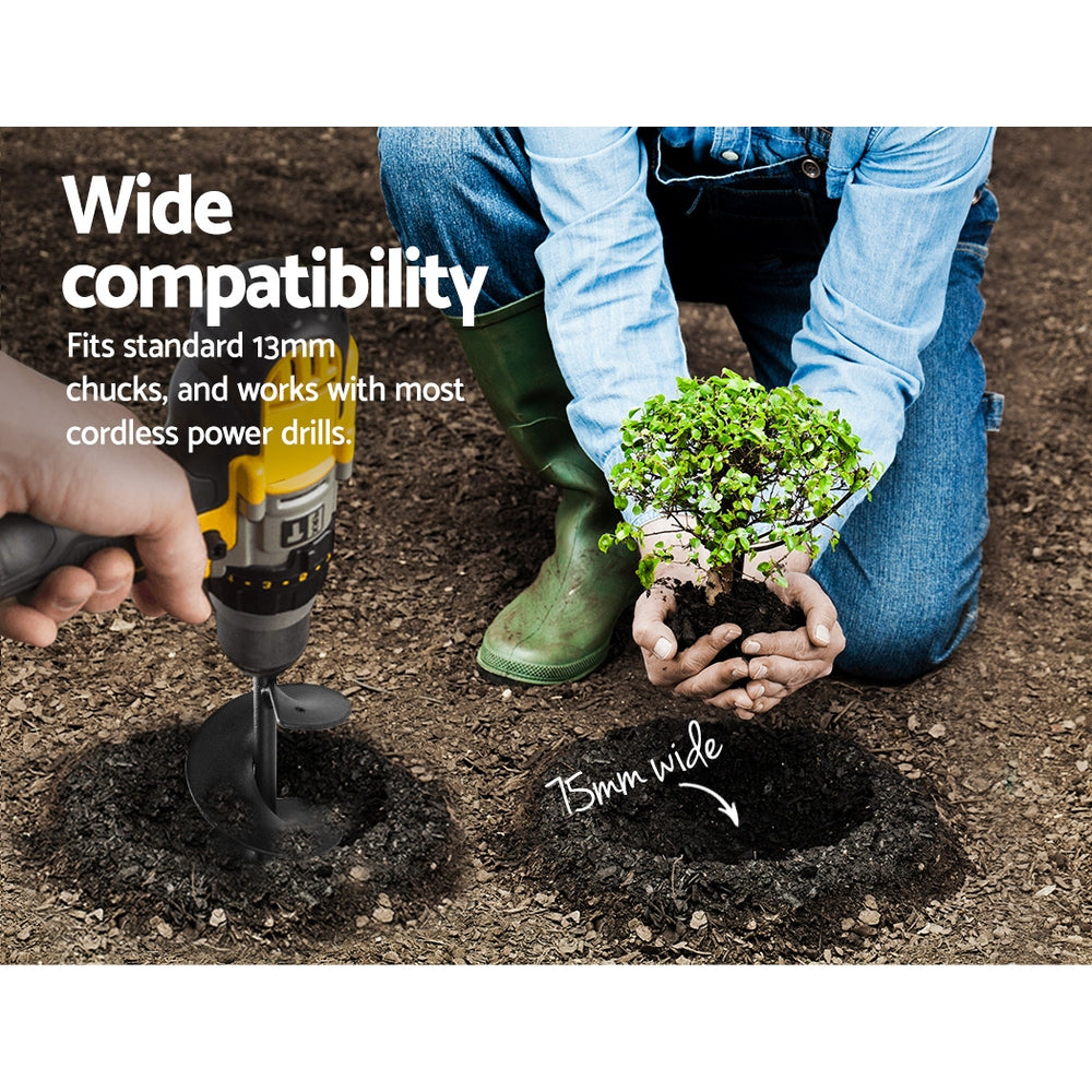 Outdoor Power Equipment: GIANTZ Power Garden Auger Small Earth Planter 75 X 600MM Black