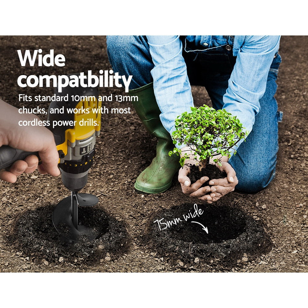Outdoor Power Equipment: GIANTZ Power Garden Auger Small Earth Planter 75 X 600MM Black