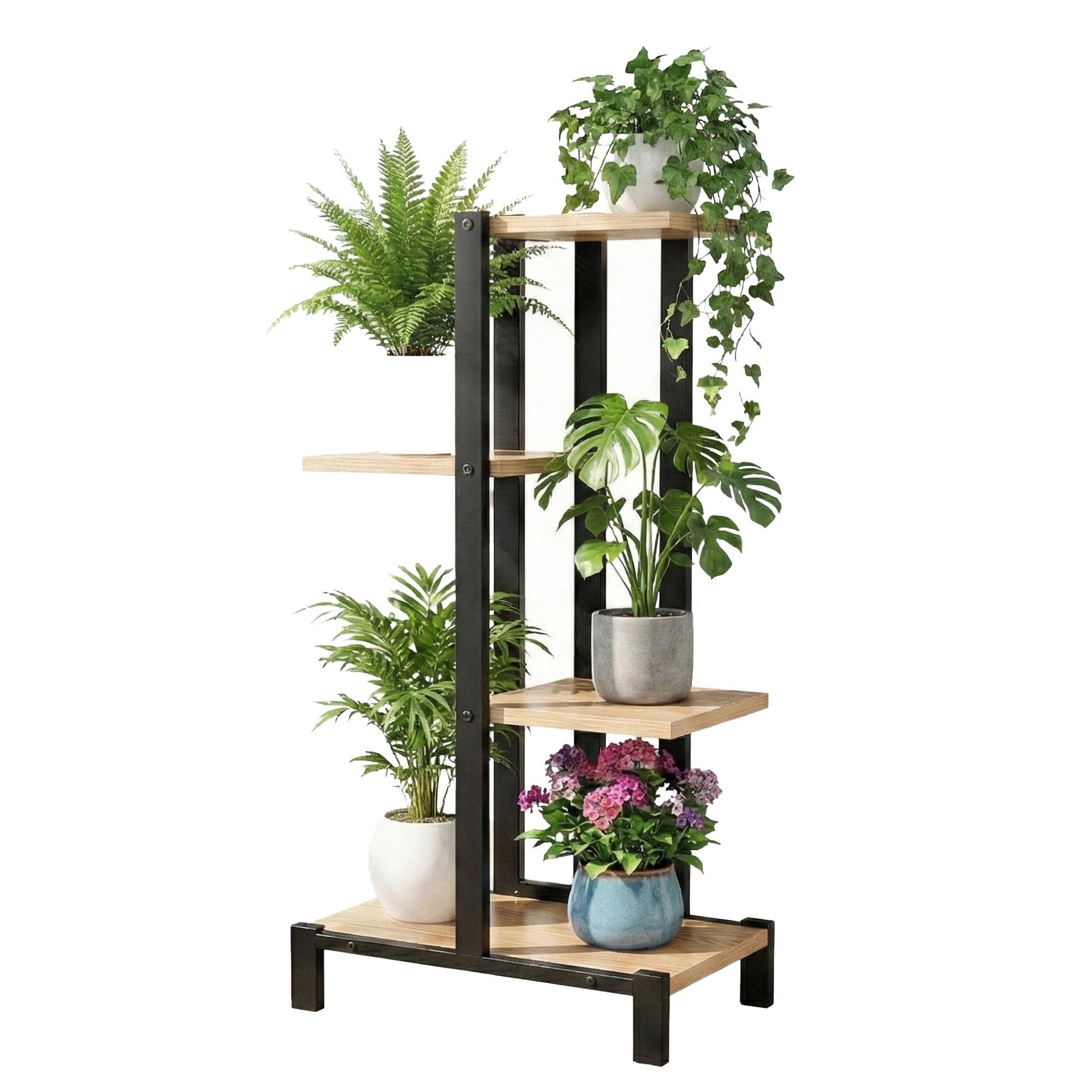 Pots, Planters & Accessories: Artiss 4 Tiers Plant Stand Metal Flower Pots Shelf Indoor Outdoor Garden Home