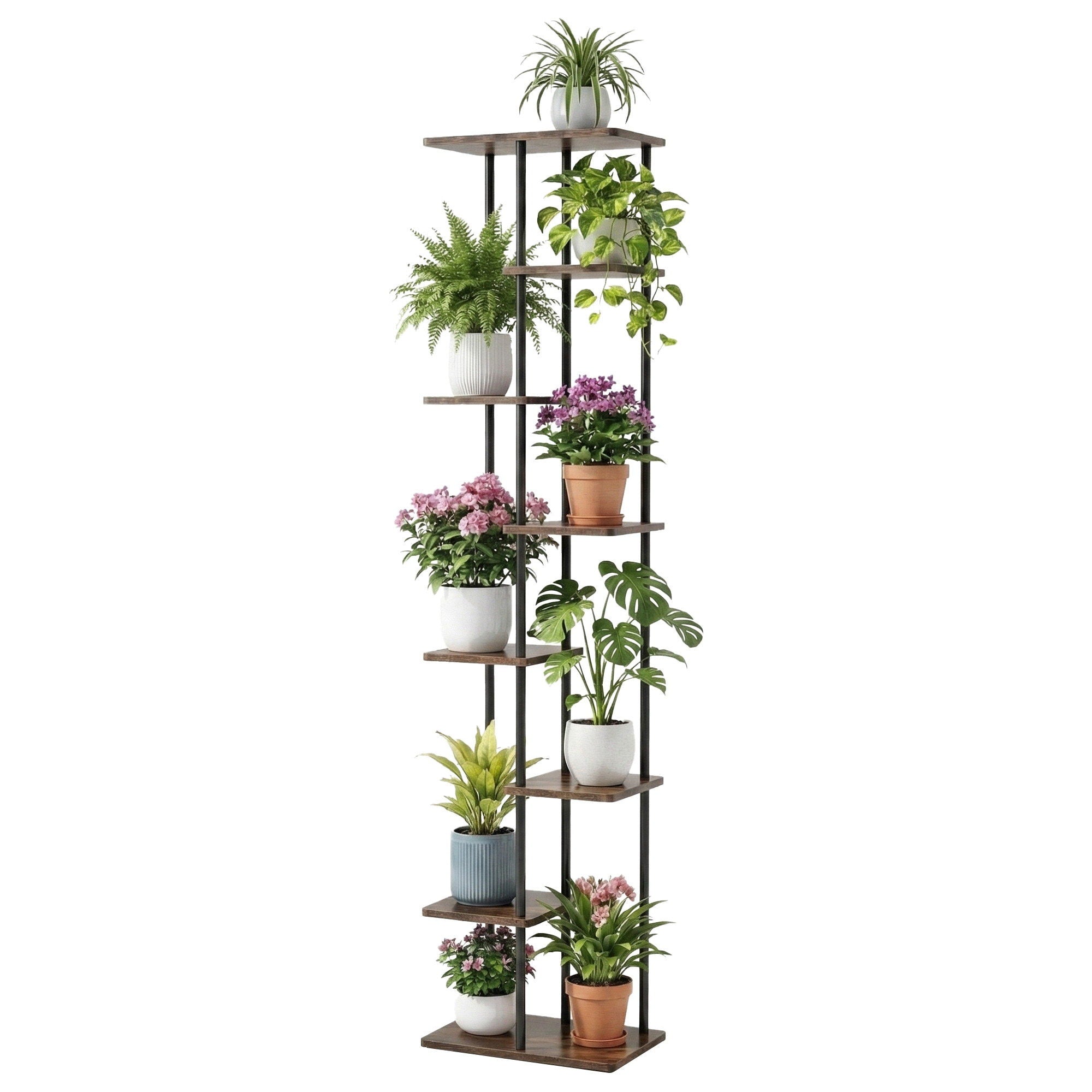 Pots, Planters & Accessories: Artiss 8 Tiers Plant Stand Metal Flower Pots Shelf Indoor Outdoor Garden Home