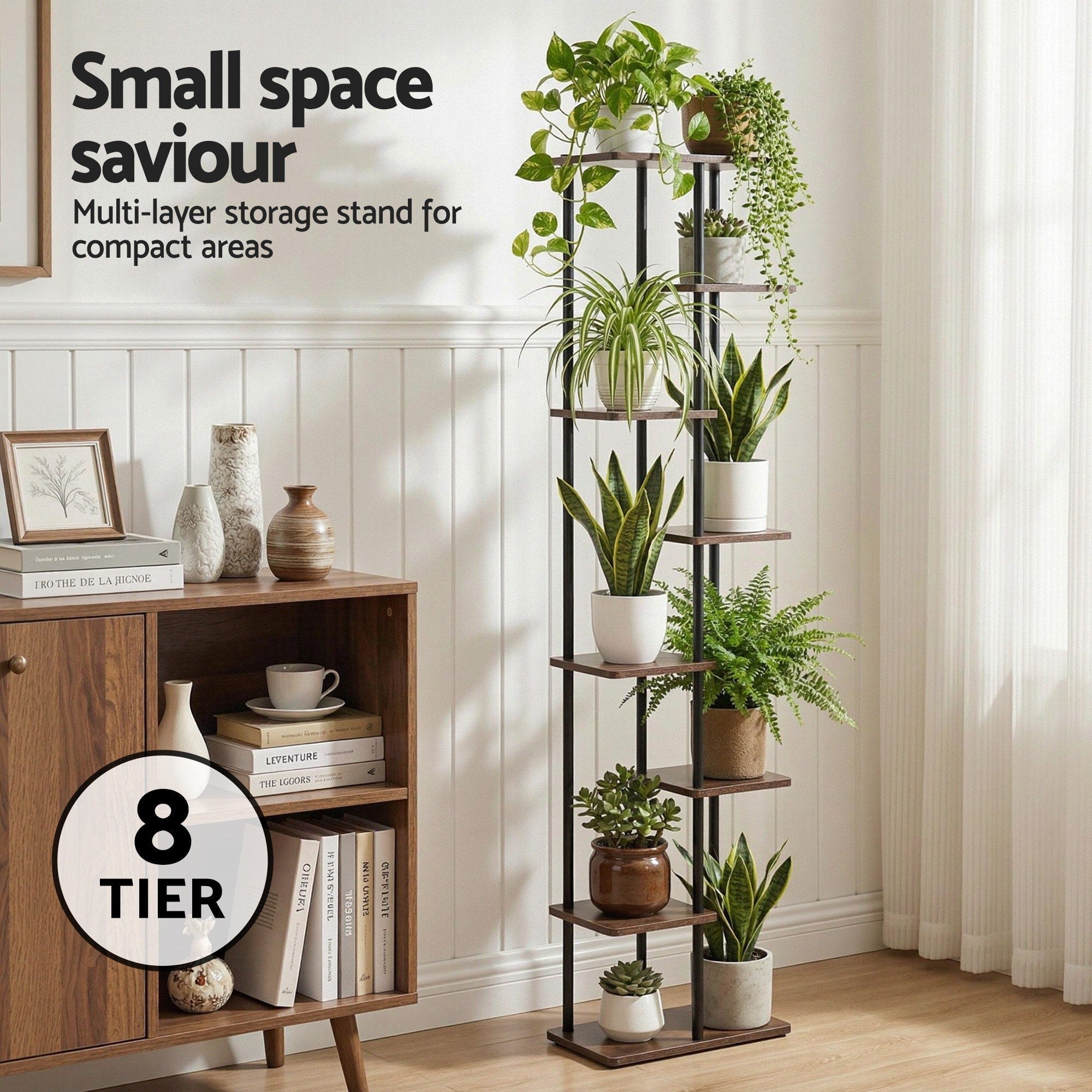 Pots, Planters & Accessories: Artiss 8 Tiers Plant Stand Metal Flower Pots Shelf Indoor Outdoor Garden Home