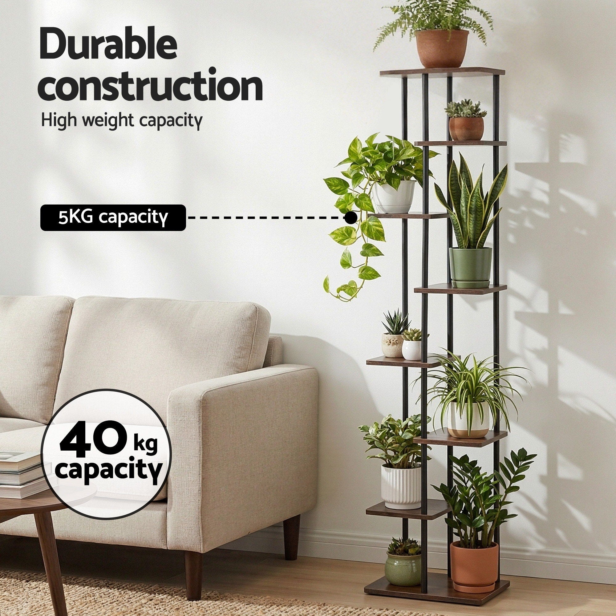 Pots, Planters & Accessories: Artiss 8 Tiers Plant Stand Metal Flower Pots Shelf Indoor Outdoor Garden Home