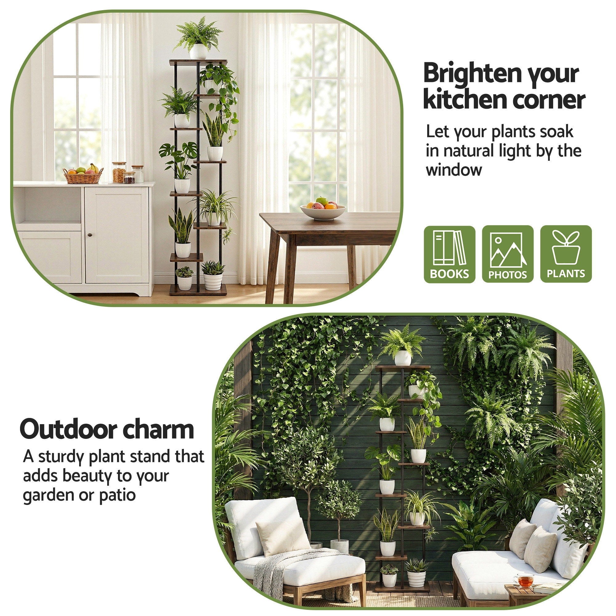 Pots, Planters & Accessories: Artiss 8 Tiers Plant Stand Metal Flower Pots Shelf Indoor Outdoor Garden Home