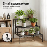 Pots, Planters & Accessories: Artiss Plant Stand 3 Tier Metal Corner Plant Shelf Multiple Flower Holder Rack