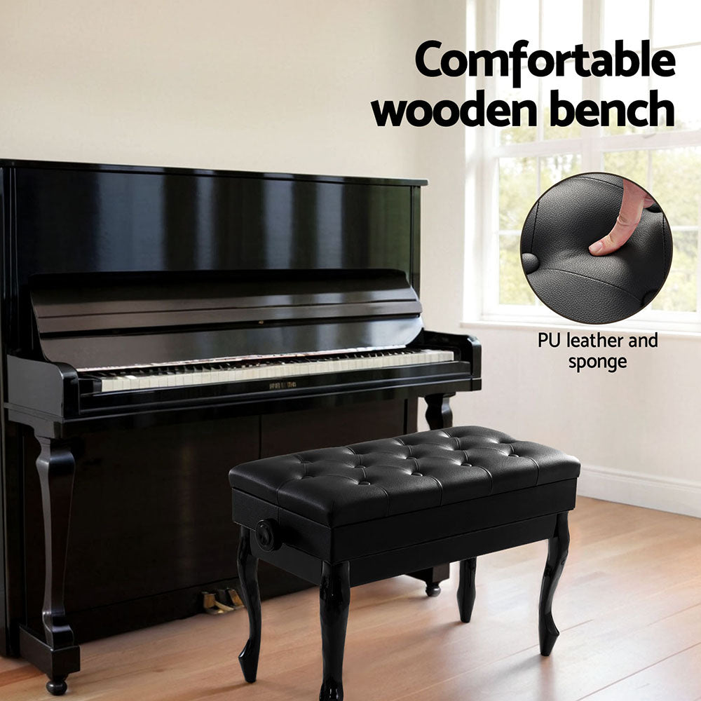 Table & Bar Stools: Alpha Piano Bench Stool Adjustable Height Keyboard Seat