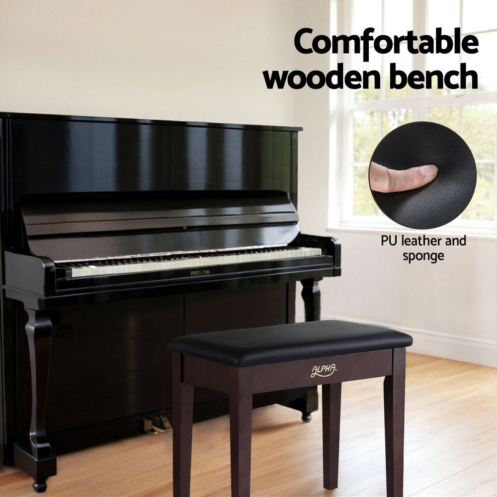 Ottomans & Footstools: Alpha Piano Bench Stool with Storage Wooden PU Leather