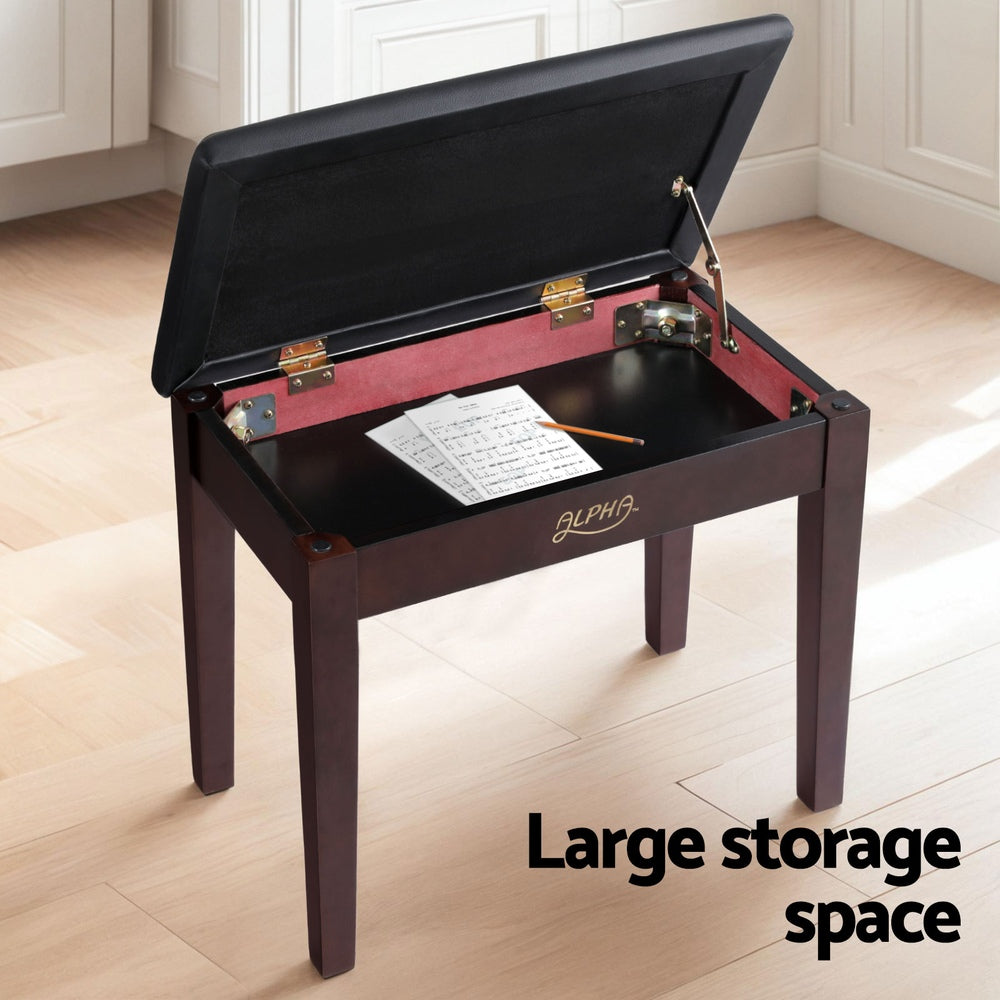 Ottomans & Footstools: Alpha Piano Bench Stool with Storage Wooden PU Leather