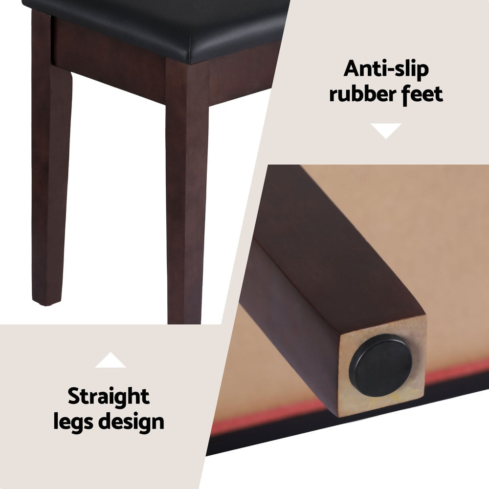 Ottomans & Footstools: Alpha Piano Bench Stool with Storage Wooden PU Leather