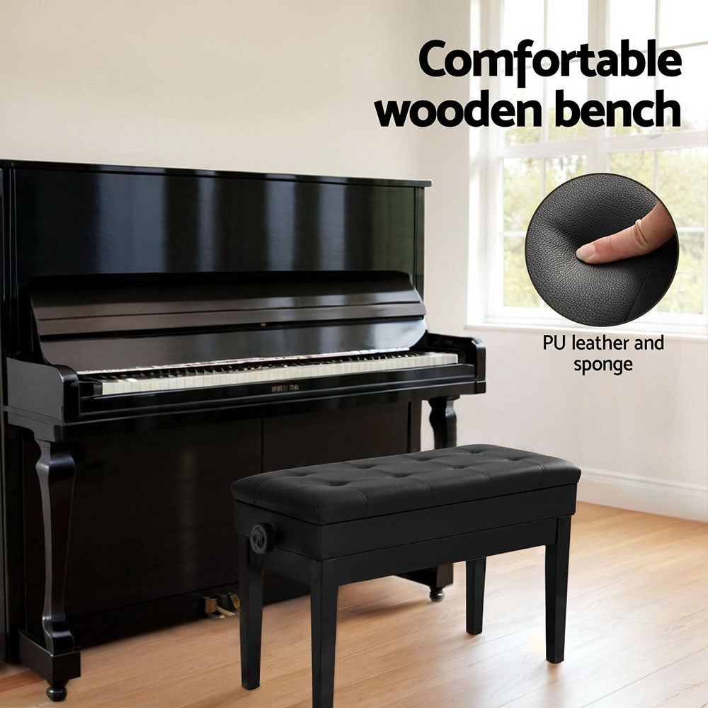 Table & Bar Stools: Alpha Piano Bench Stool Adjustable Height Keyboard Seat