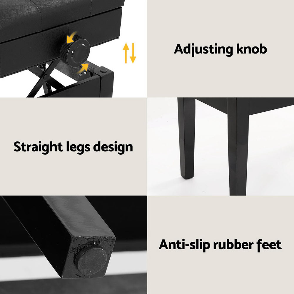 Table & Bar Stools: Alpha Piano Bench Stool Adjustable Height Keyboard Seat