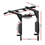 Everfit Pull Up Bar Dip Station Multi Gym 150kg Home Power Station Black Red