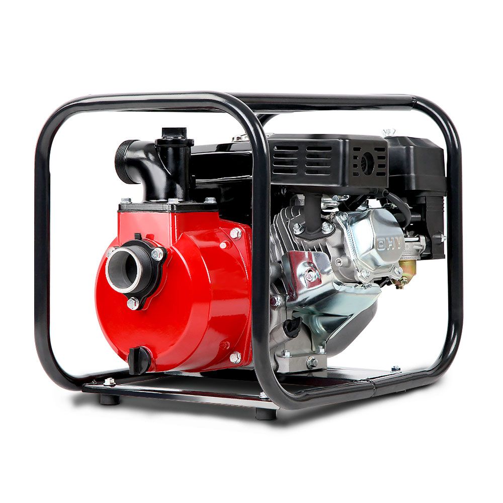 Irrigation Pumps: Giantz Petrol Water Pump 7HP Max, 2" High Flow 4-Stroke Engine Transfer Fire Fighting Pumps Rain Tank Oil Irrigation Garden Farm Pond Outdoor Irrigations, w Hose Fittings Inlet Filter Rubber Feet Red
