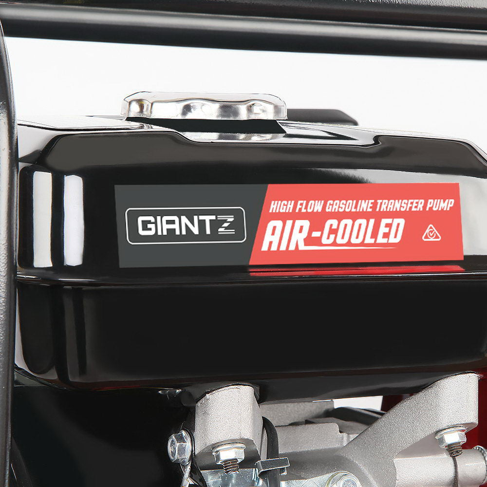 Irrigation Pumps: Giantz Petrol Water Pump, 2" 7HP Max High Flow Transfer Fire Fighting Pumps Rain Tank Oil Irrigation Garden Farm Pond Outdoor Irrigations, with Hose Fittings Inlet Filter Rubber Feet Black Red