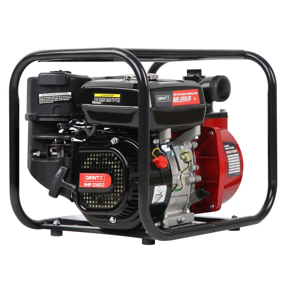Irrigation Pumps: Giantz Petrol Water Pump, 2" 7HP Max High Flow Transfer Fire Fighting Pumps Rain Tank Oil Irrigation Garden Farm Pond Outdoor Irrigations, with Hose Fittings Inlet Filter Rubber Feet Black Red