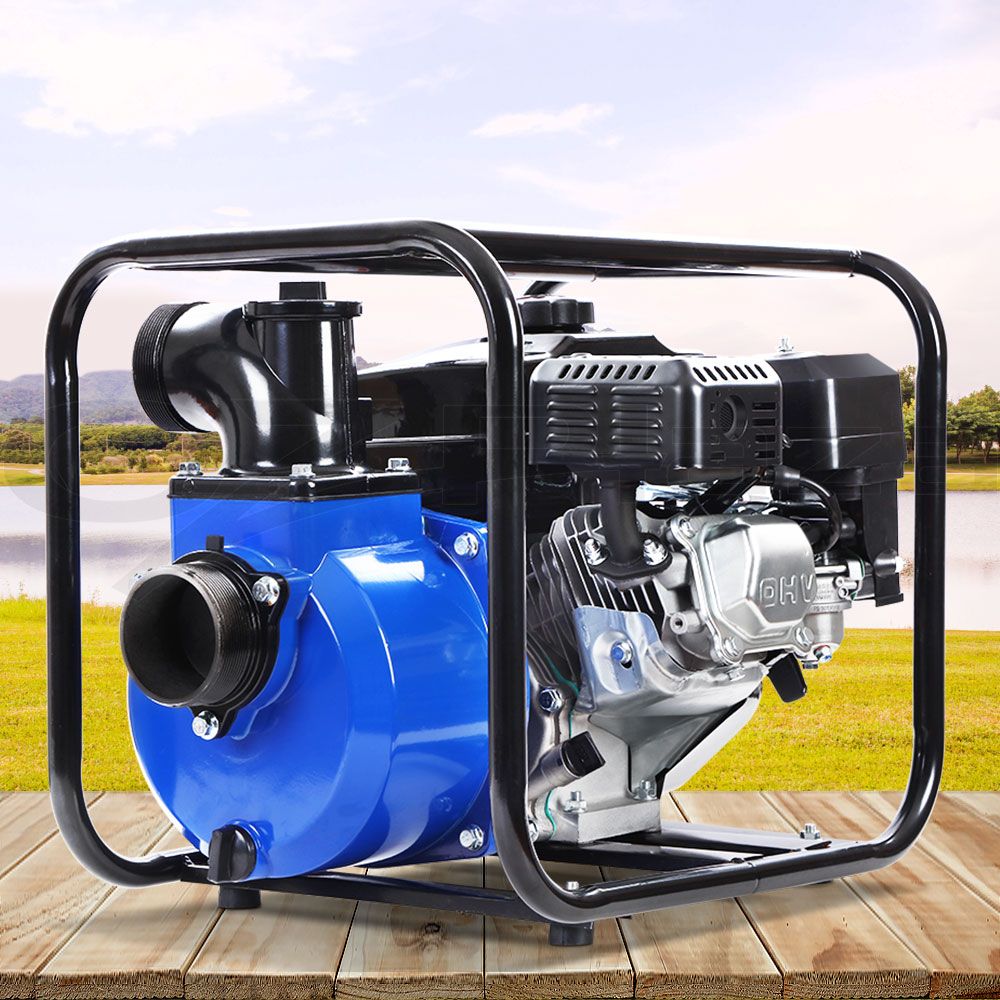Irrigation Pumps: Giantz 3" Petrol Water Pump 7HP Max 4-Stroke 210cc High Flow 60,000L/H Max Transfer Engine, Fire Fighting Irrigation Rain Tank Pond Garden Farm, Includes Hose Fittings Inlet Filter & Rubber Feet, Blue