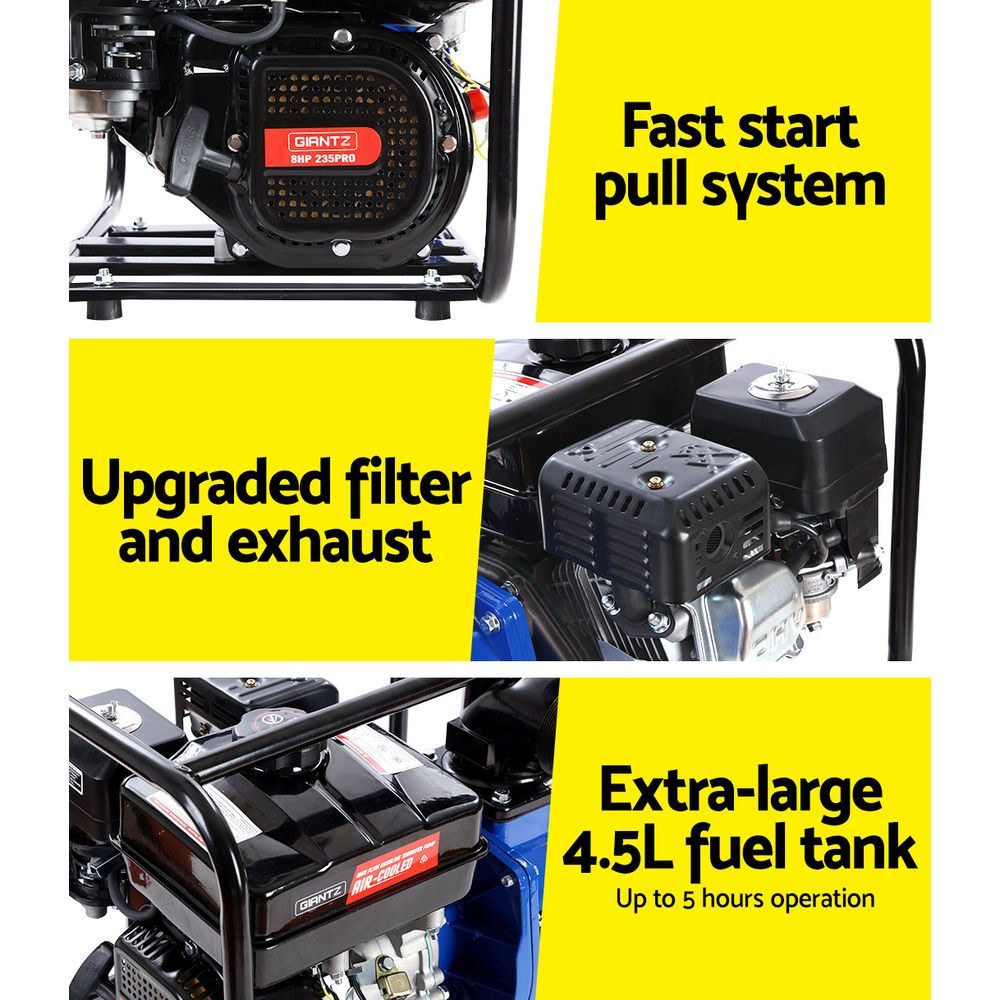 Irrigation Pumps: Giantz 3" Petrol Water Pump 7HP Max 4-Stroke 210cc High Flow 60,000L/H Max Transfer Engine, Fire Fighting Irrigation Rain Tank Pond Garden Farm, Includes Hose Fittings Inlet Filter & Rubber Feet, Blue