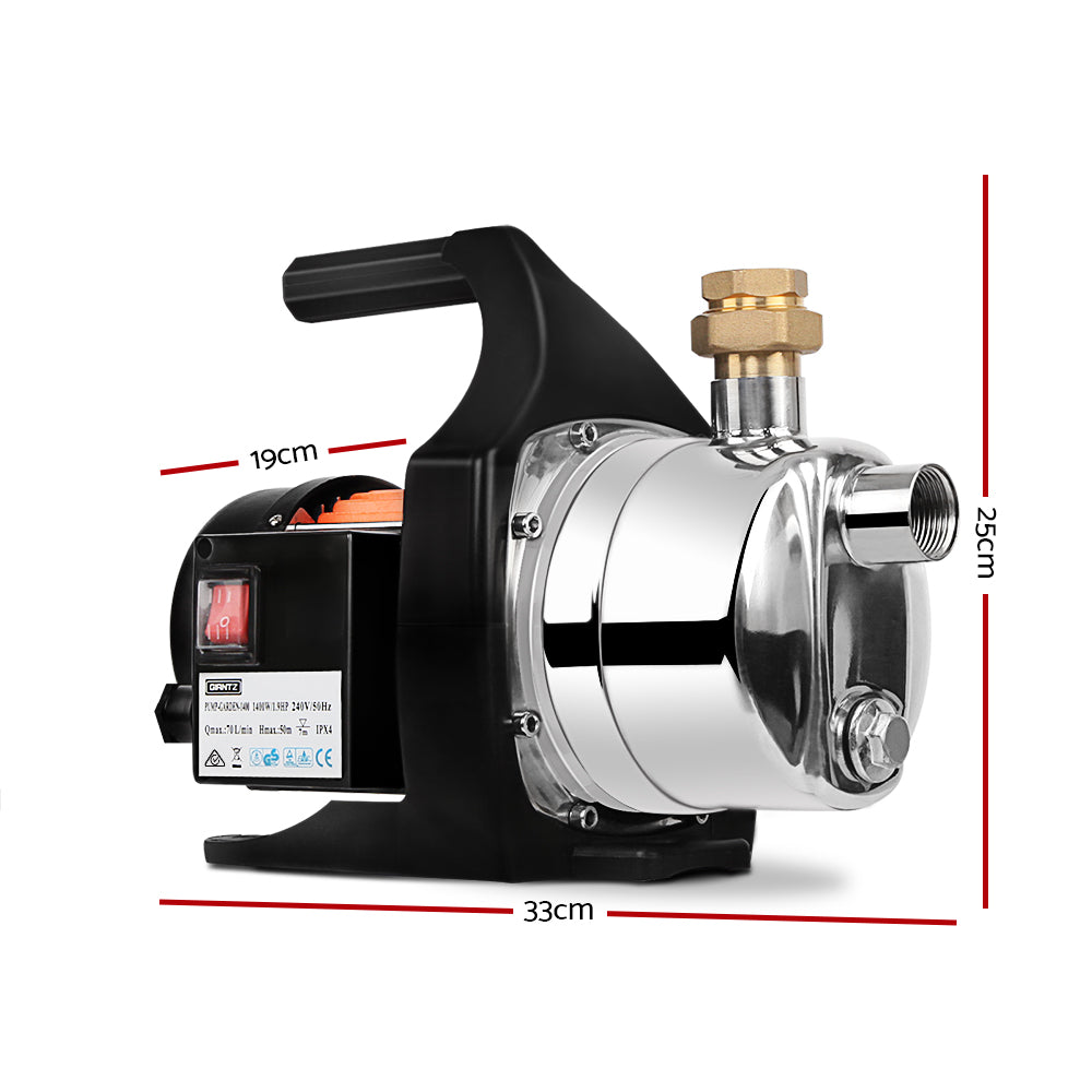 Irrigation Pumps: Giantz Garden Water Pump High Pressure 1500W Max. Tank Rain Farm Irrigation House