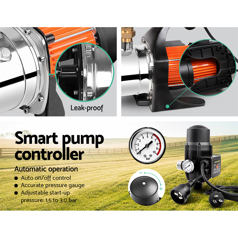 Irrigation Pumps: Giantz Garden Water Pump 1500W Max. High Pressure Tank Rain Farm Irrigation Black