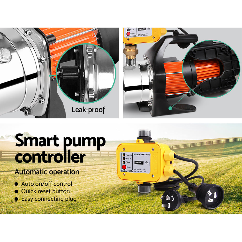 Irrigation Pumps: Giantz Garden Water Pump High Pressure 1500W Max. Tank Rain Farm Irrigation House Yellow