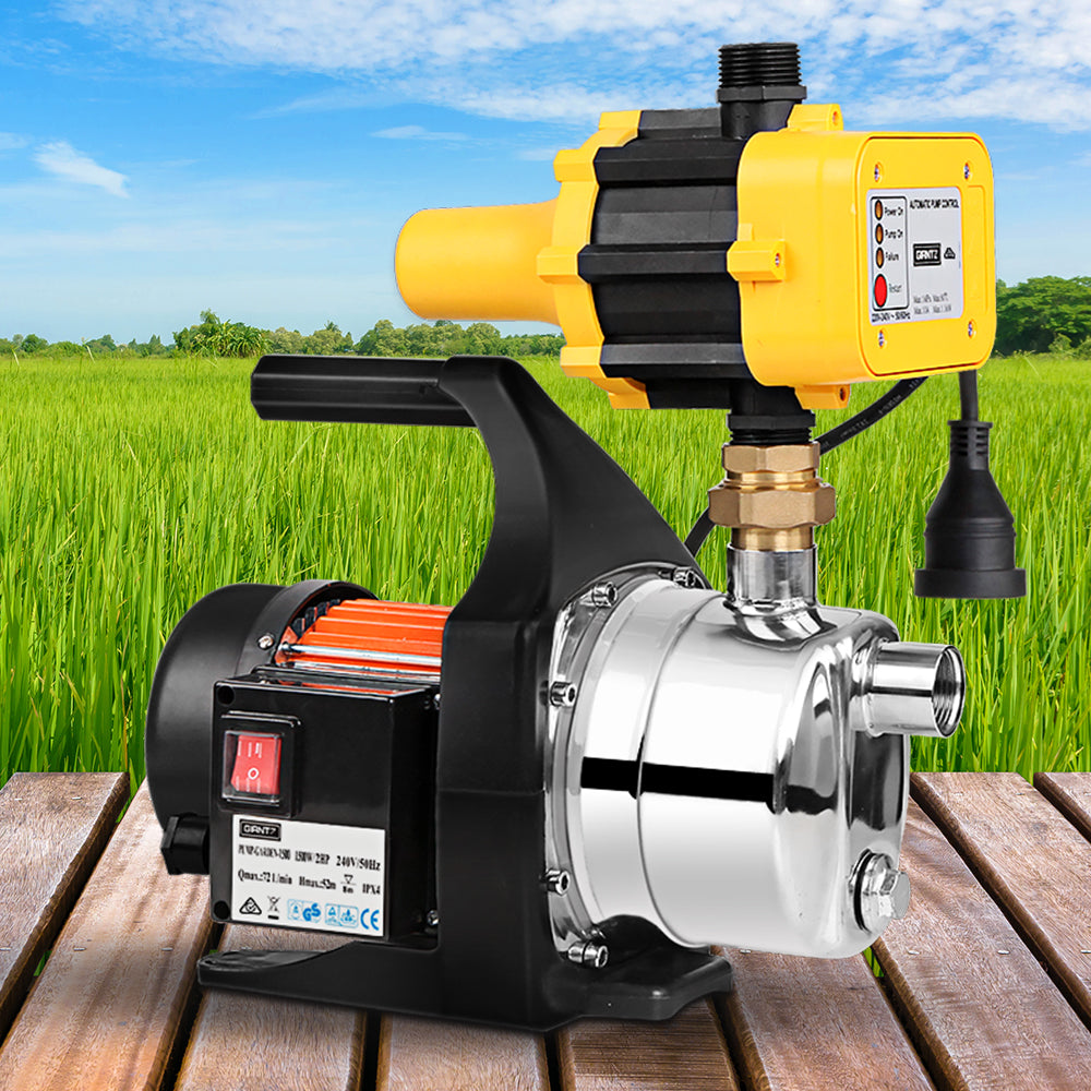 Irrigation Pumps: Giantz Garden Water Pump High Pressure 1500W Max. Tank Rain Farm Irrigation House Yellow