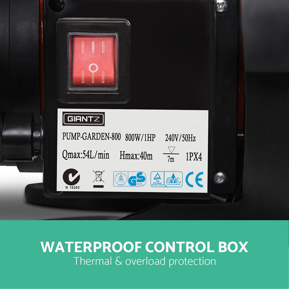Irrigation Pumps: Giantz Garden Water Pump High Pressure 800W Max Tank Rain Farm Irrigation House
