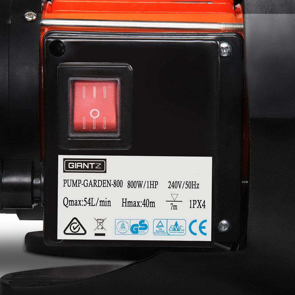 Irrigation Pumps: Giantz Garden Water Pump High Pressure 800W Max Tank Rain Farm Irrigation House