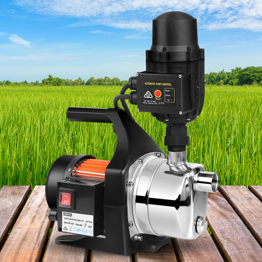 Irrigation Pumps: Giantz Garden Water Pump High Pressure 800W Max. Tank Rain Farm Irrigation House Black