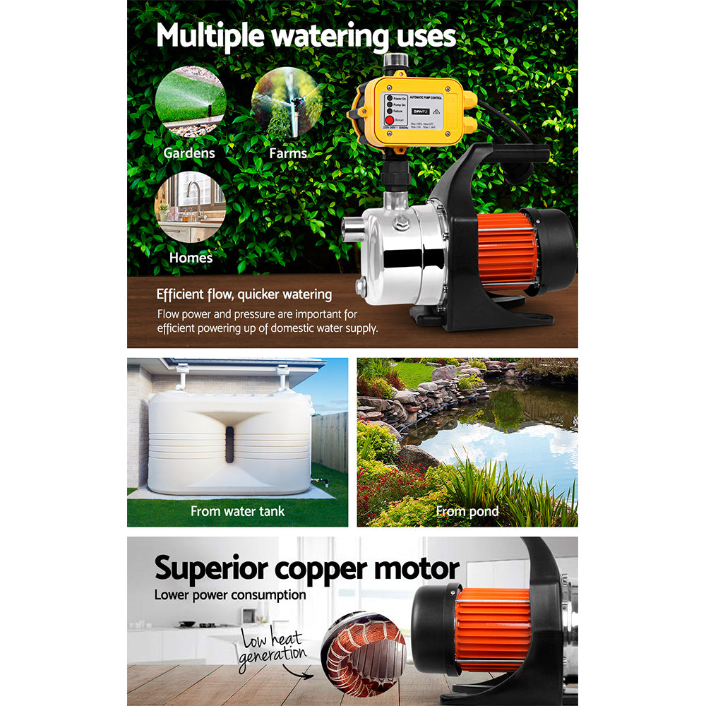 Irrigation Pumps: Giantz Garden Water Jet Pump High Pressure 800W Max. Tank Rain Farm Irrigation Yellow