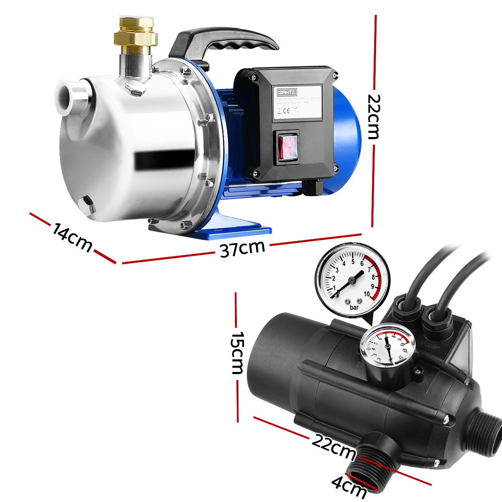 Irrigation Pumps: Giantz Garden Water Jet Pump High Pressure 1100W Tank Rain Farm Irrigation Black