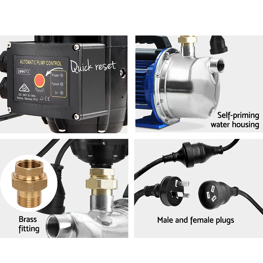 Irrigation Pumps: Giantz Garden Water Jet Pump High Pressure 1100W Tank Rain Farm Irrigation Black