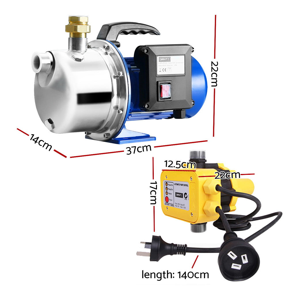 Irrigation Pumps: Giantz Garden Water Pump Jet High Pressure Controller Stage Irrigation Max. 4600L/H