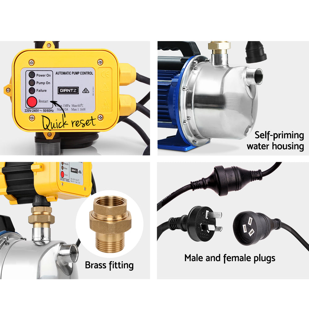 Irrigation Pumps: Giantz Garden Water Pump Jet High Pressure Controller Stage Irrigation Max. 4600L/H