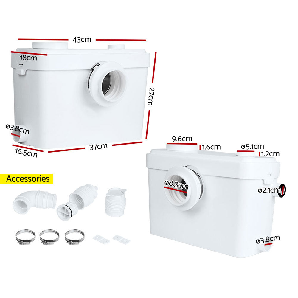 Sewage Pumps: Giantz Macerator Sewerage Pump Waste Water Marine Toilet Disposal Unit Laundry